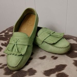 Cole Haan lime green moccassins (size 9b)